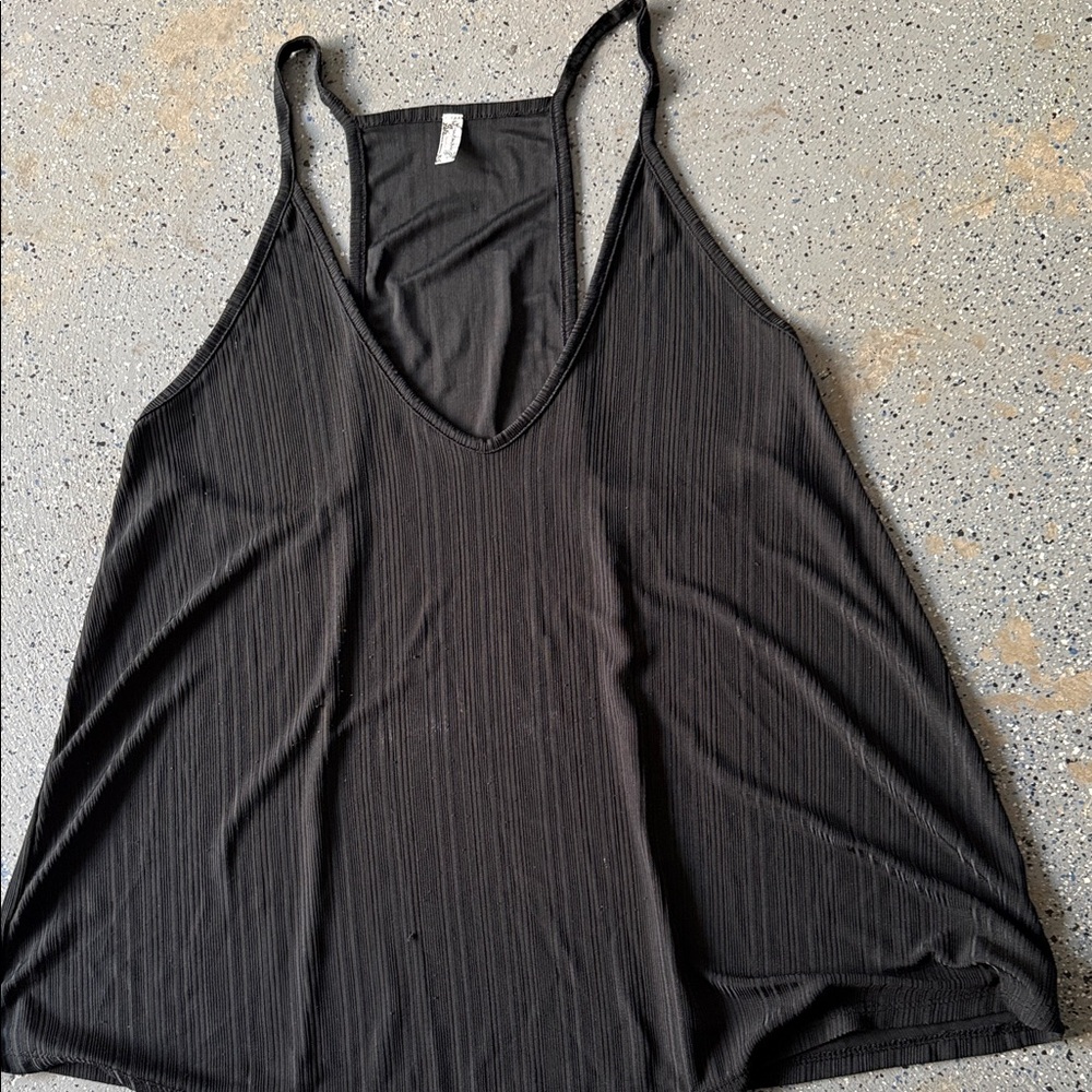 Free People Black Ribbed V-Neck Camisole Tank
